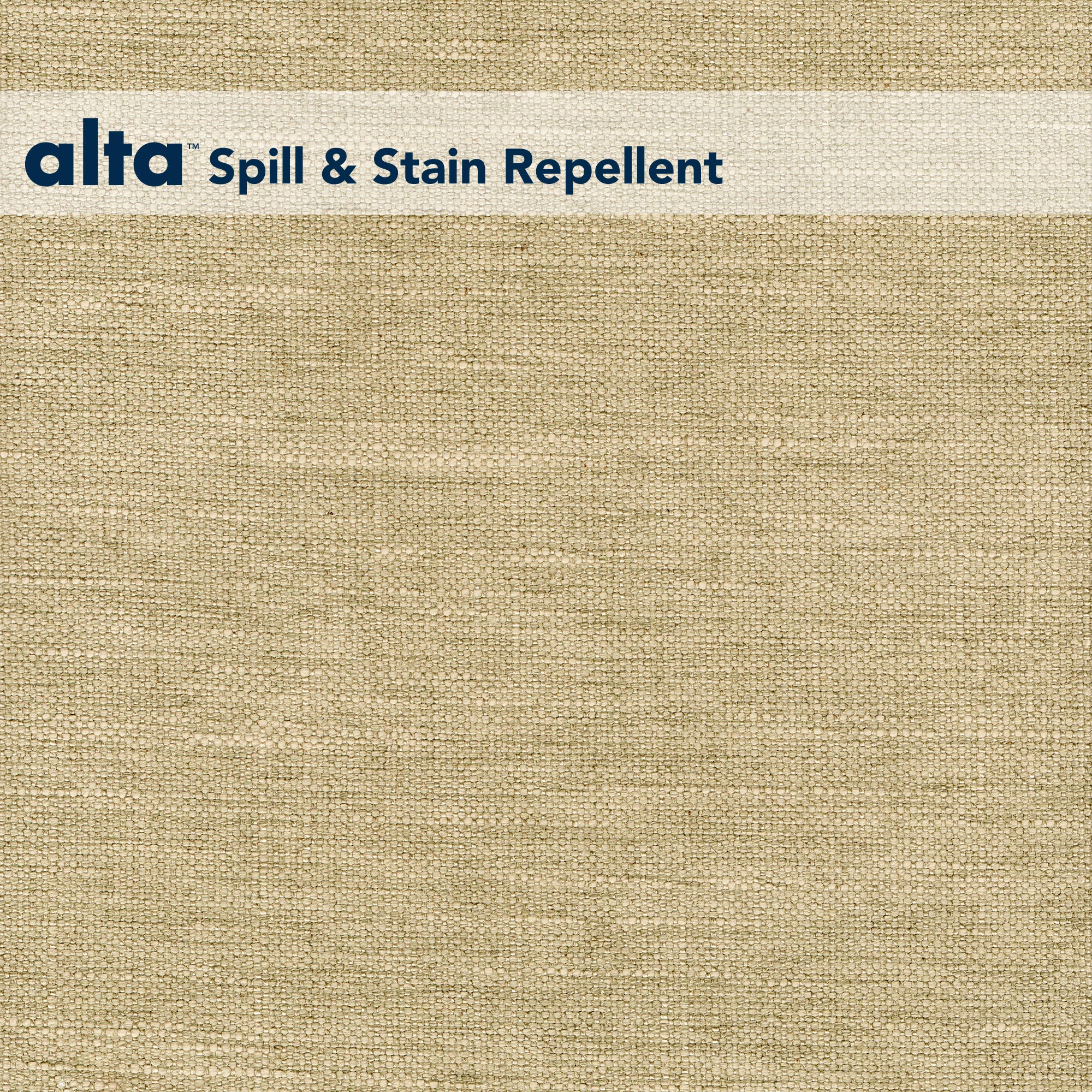A beige fabric texture with a horizontal white banner at the top. The banner features blue text that reads Neil™, highlighting this performance fabric as ideal for stain repellent upholstery in hospitality interiors.