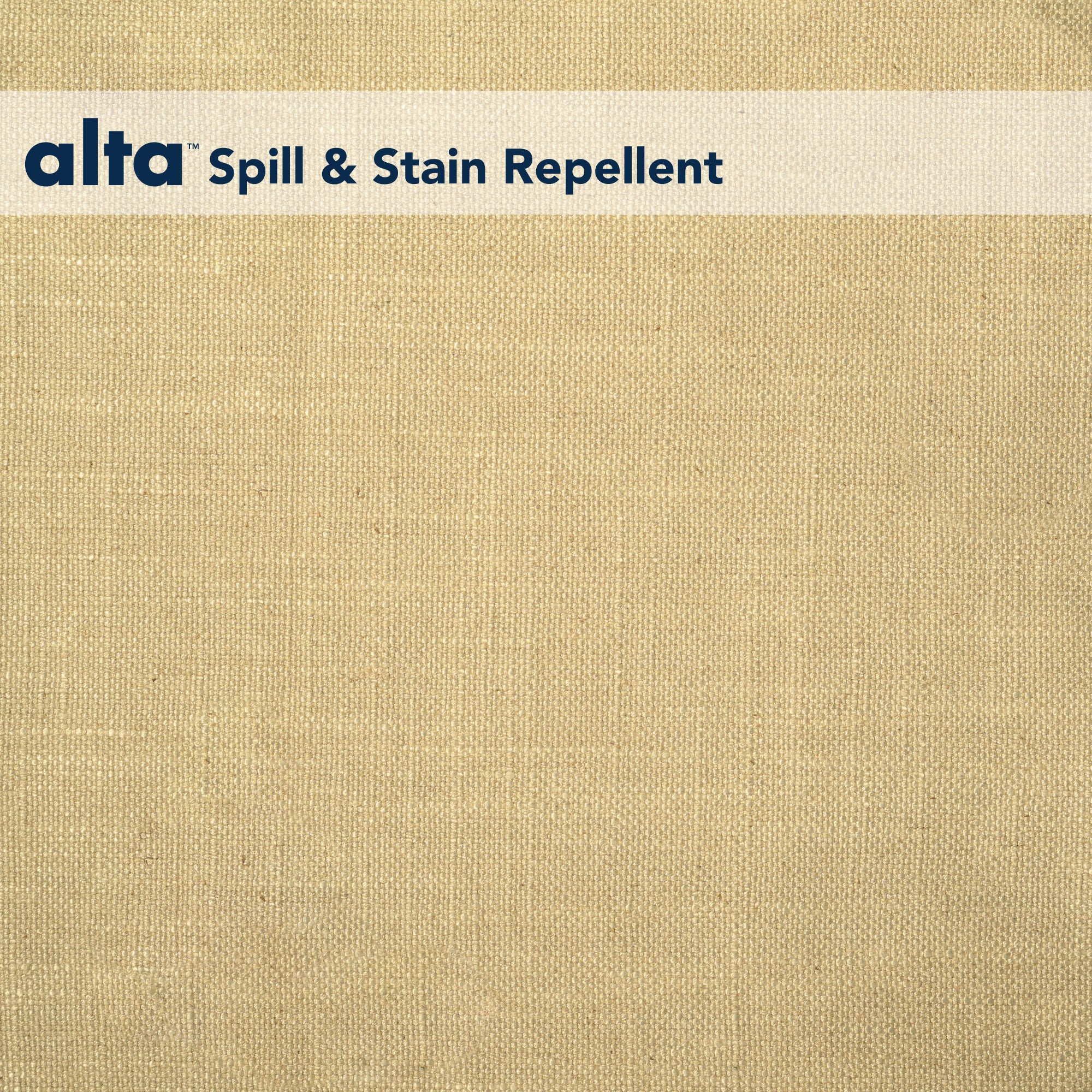 Neil is a beige textured performance fabric, perfect for hospitality interiors, with “alta Spill & Stain Repellent” in blue at the top left on a light band.