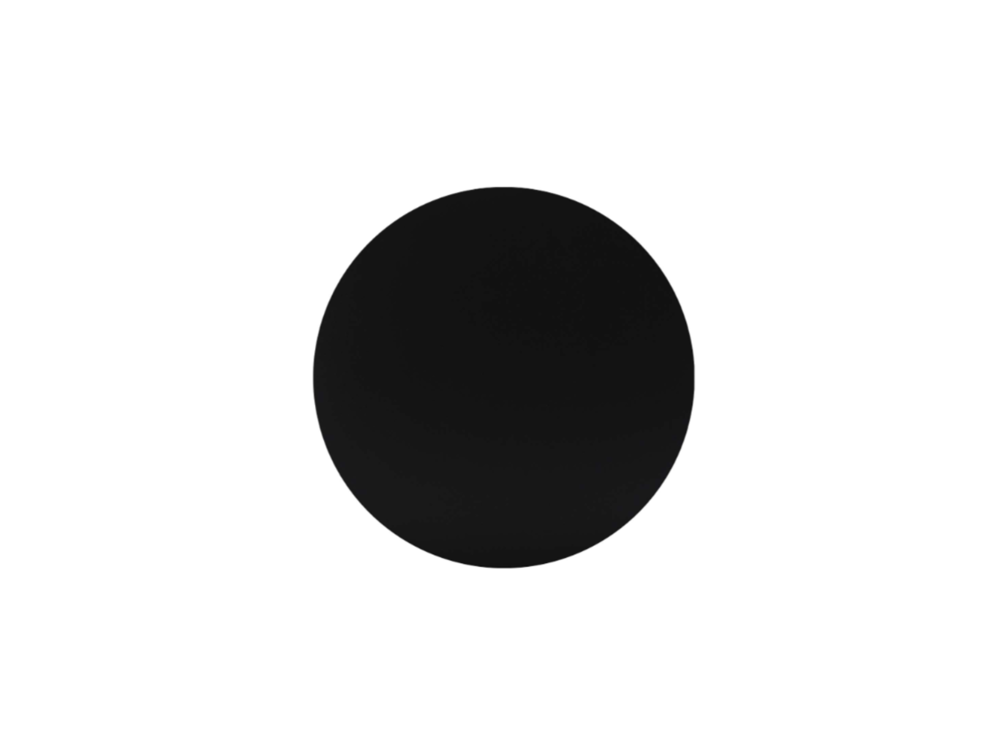 A solid black circle, echoing the design of the Stockholm 36" Rd Table Top, is centered on a plain white background.
