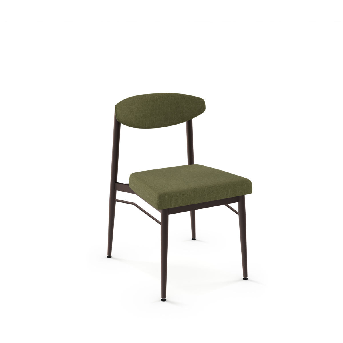 The Wilbur Chair features a green upholstered seat and back, slender black metal legs, and a minimalist design ideal for commercial spaces, shown against a plain white background.