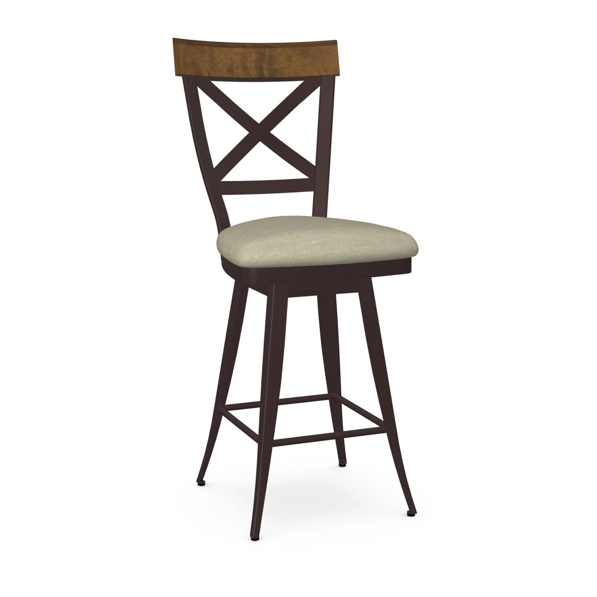 Kyle Bar Height Swivel Stool (Upholstered Seat and Wood Back)