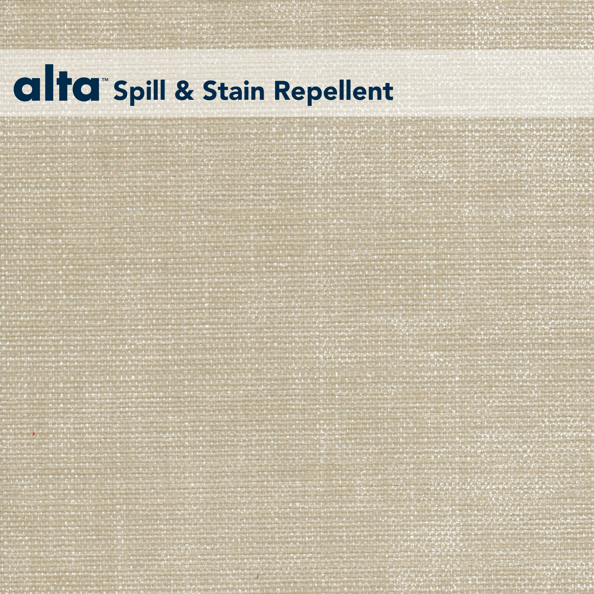 Admire is a beige textured upholstery fabric with stain repellent properties, featuring alta Spill & Stain Repellent in blue on a white banner—ideal for performance needs in hospitality interiors.