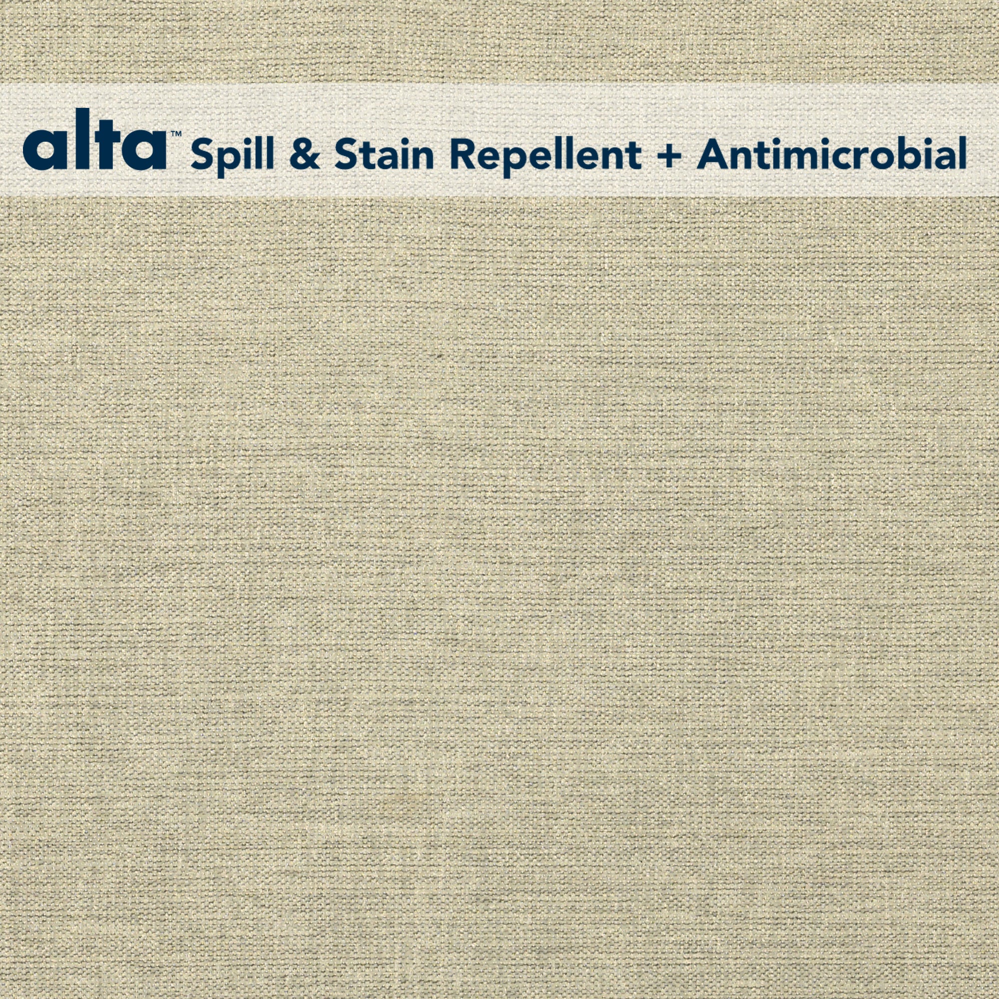 A beige luxury performance fabric called Allure with a top banner reading “alta™ Spill & Stain Repellent + Antimicrobial” in blue text, highlighting its antimicrobial and stain-repellent upholstery features.