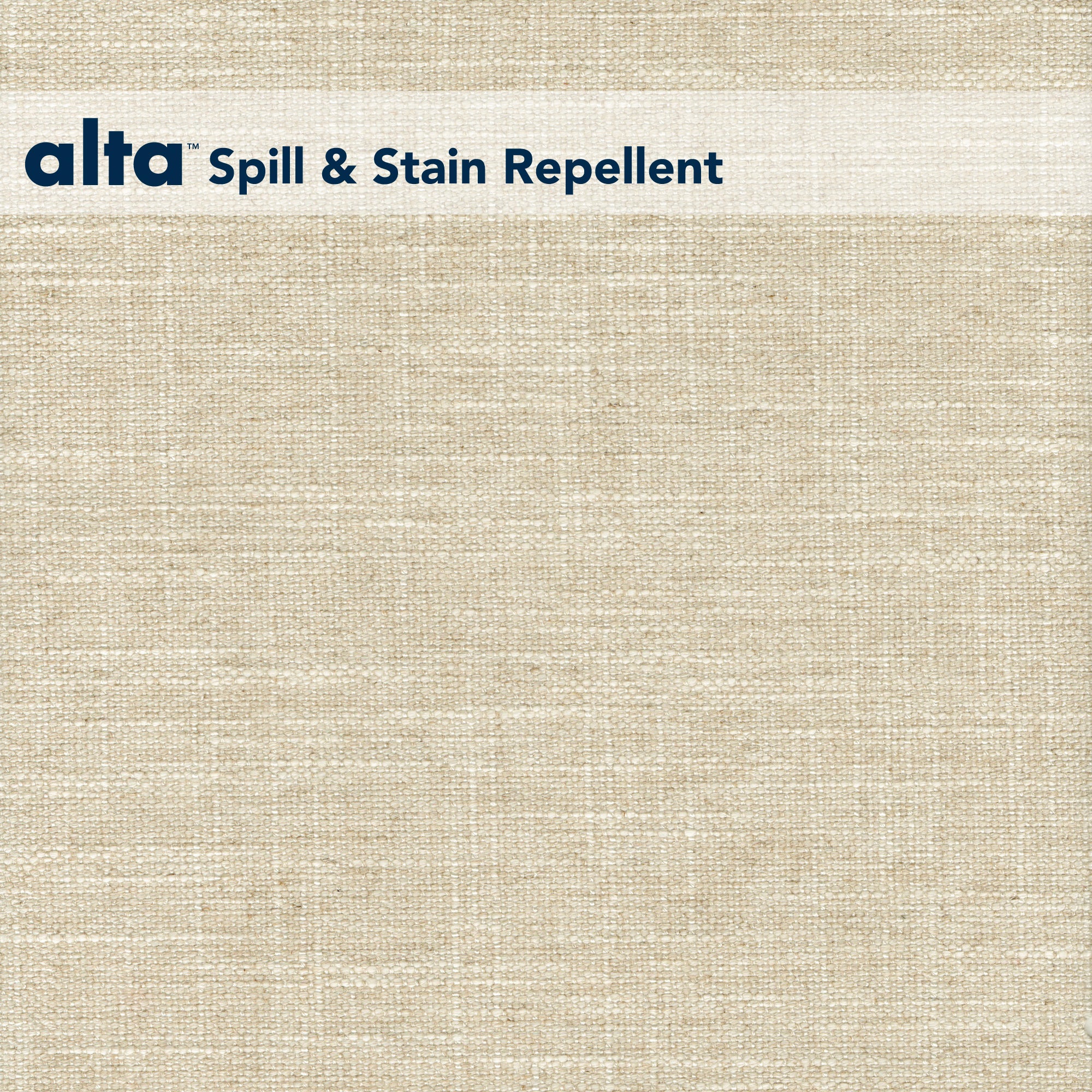 A beige textured performance fabric named Neil, featuring alta Spill & Stain Repellent in blue text at the top left corner; ideal for hospitality interiors.