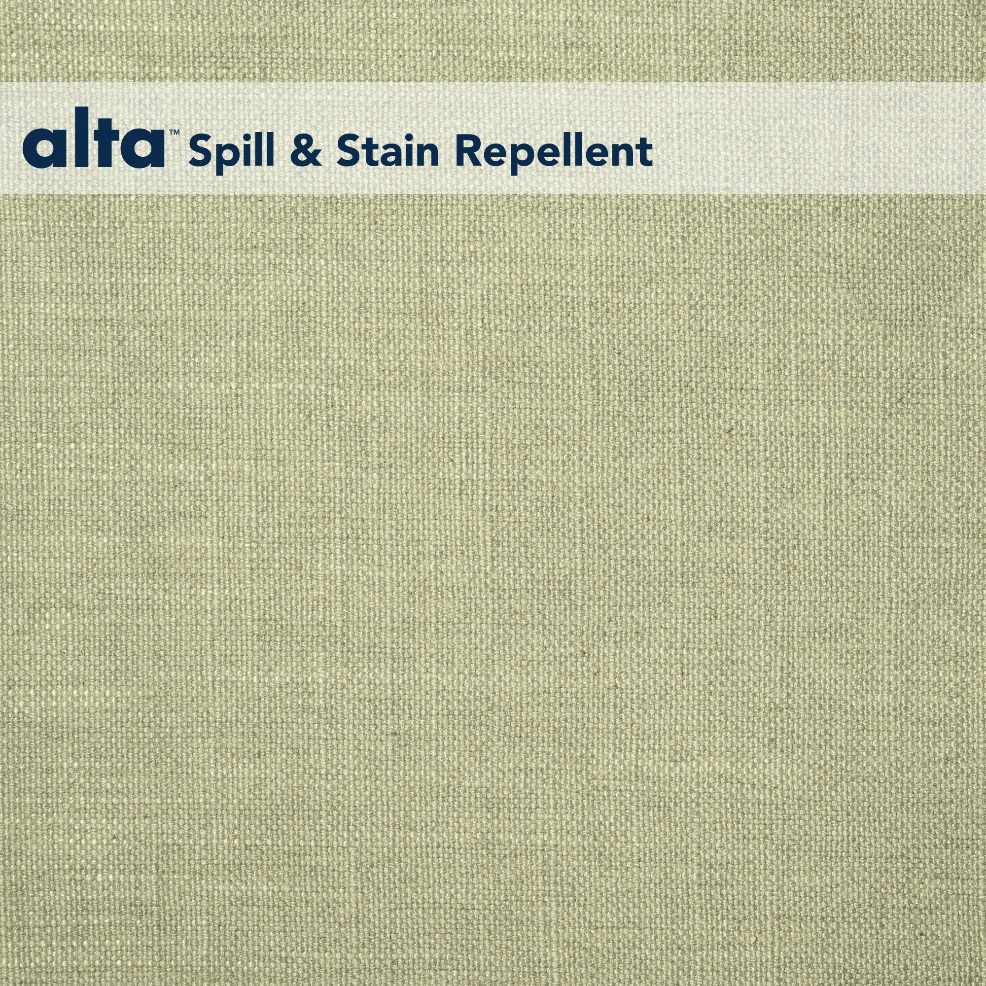 A close-up of Neil in beige textured performance fabric, featuring the blue “alta Spill & Stain Repellent” text on a white banner—ideal for stain-repellent upholstery in hospitality interiors.