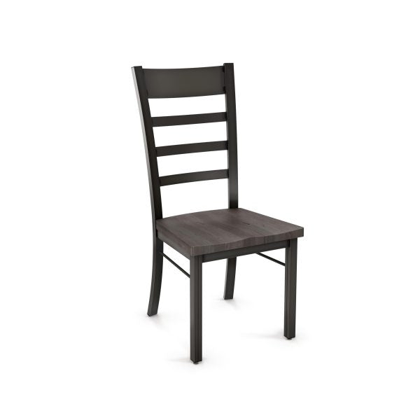 The Owen Chair features a wood seat with a metal back, showcased on a white background.